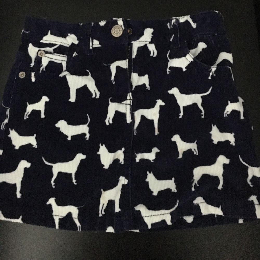 Mini Boden girls navy dog print corduroy skirt